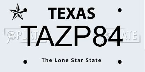 TAZP84 Texas License Plate