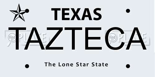 TAZTECA Texas License Plate