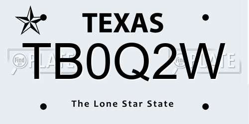 TB0Q2W Texas License Plate