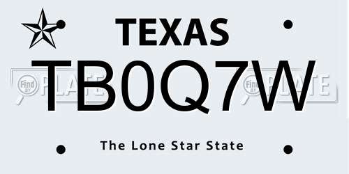 TB0Q7W Texas License Plate