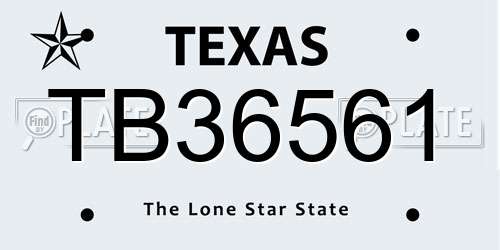 TB36561 Texas License Plate
