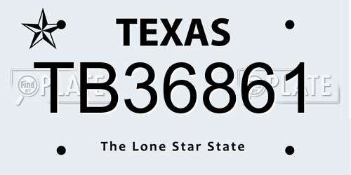 TB36861 Texas License Plate