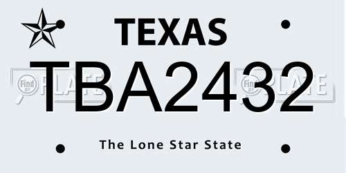 TBA2432 Texas License Plate