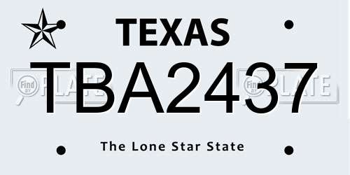 TBA2437 Texas License Plate