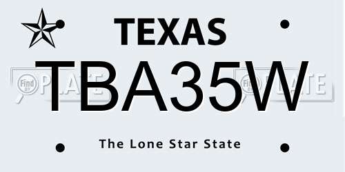 TBA35W Texas License Plate