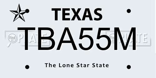 TBA55M Texas License Plate