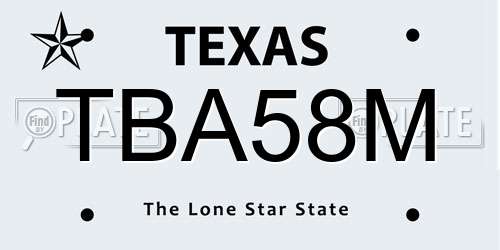 TBA58M Texas License Plate