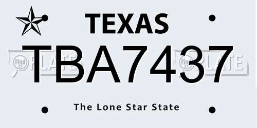 TBA7437 Texas License Plate