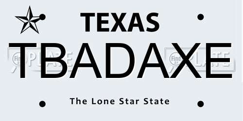 TBADAXE Texas License Plate