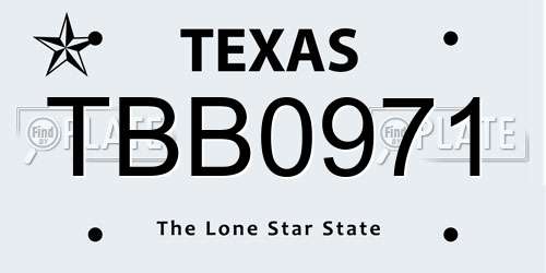 TBB0971 Texas License Plate