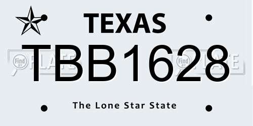 TBB1628 Texas License Plate