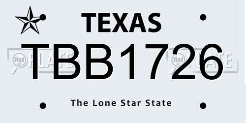 TBB1726 Texas License Plate