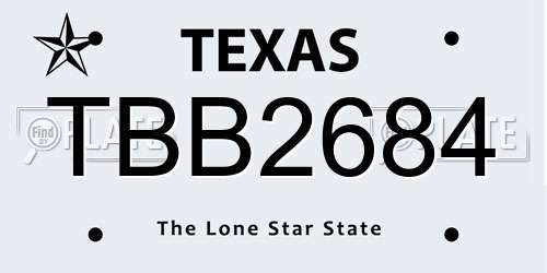 TBB2684 Texas License Plate