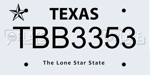TBB3353 Texas License Plate