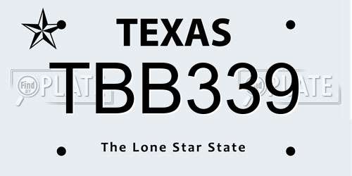 TBB339 Texas License Plate