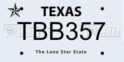 TBB357 Texas License Plate