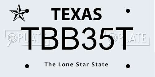 TBB35T Texas License Plate