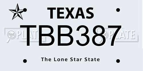 TBB387 Texas License Plate