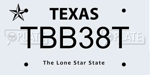 TBB38T Texas License Plate