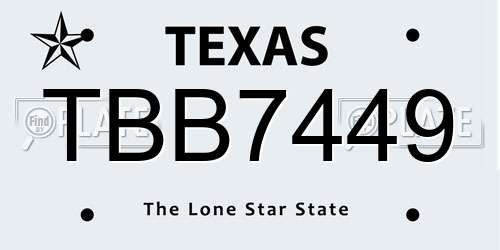 TBB7449 Texas License Plate