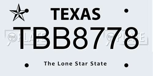 TBB8778 Texas License Plate