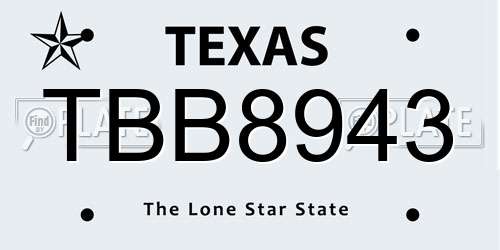 TBB8943 Texas License Plate