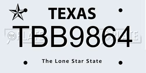 TBB9864 Texas License Plate