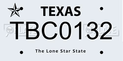 TBC0132 Texas License Plate