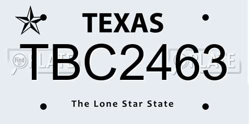 TBC2463 Texas License Plate