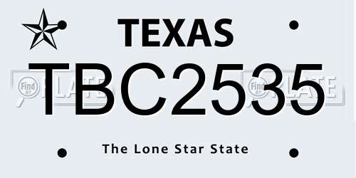 TBC2535 Texas License Plate