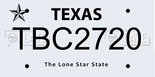 TBC2720 Texas License Plate