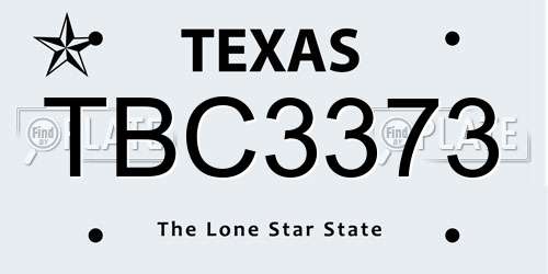TBC3373 Texas License Plate