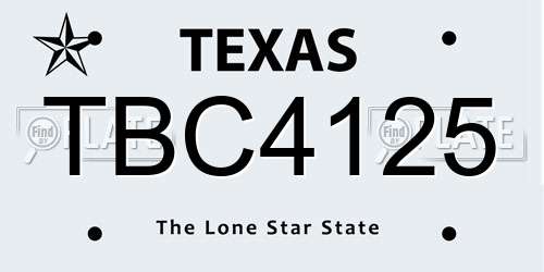 TBC4125 Texas License Plate