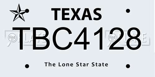 TBC4128 Texas License Plate