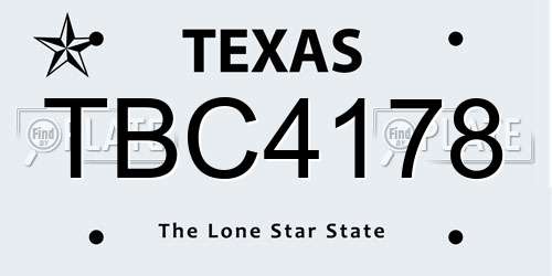 TBC4178 Texas License Plate