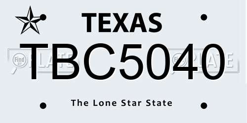 TBC5040 Texas License Plate