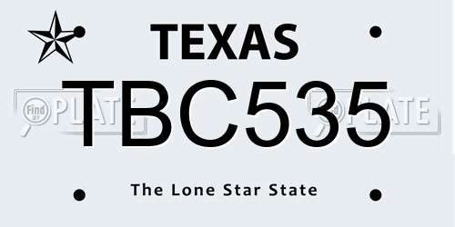 TBC535 Texas License Plate