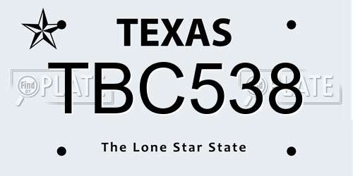 TBC538 Texas License Plate