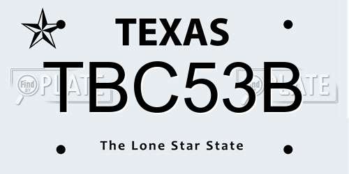 TBC53B Texas License Plate