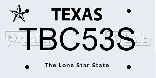 TBC53S Texas License Plate