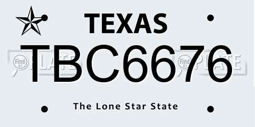 TBC6676 Texas License Plate