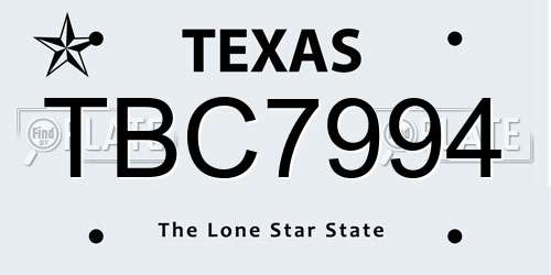 TBC7994 Texas License Plate