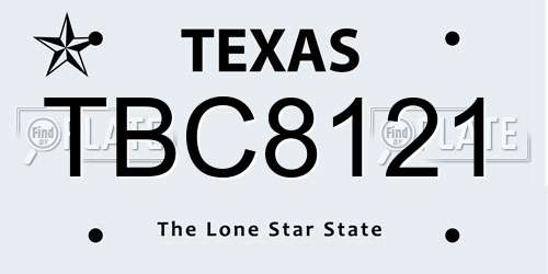 TBC8121 Texas License Plate