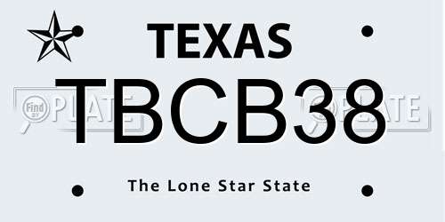 TBCB38 Texas License Plate