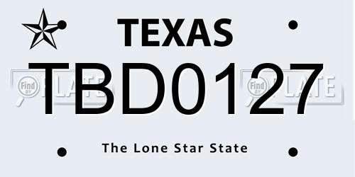 TBD0127 Texas License Plate