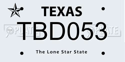 TBD053 Texas License Plate