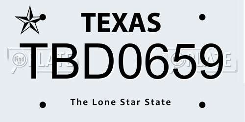 TBD0659 Texas License Plate