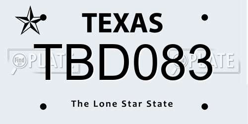 TBD083 Texas License Plate
