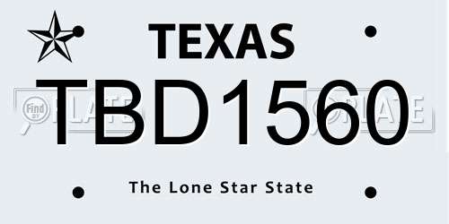TBD1560 Texas License Plate