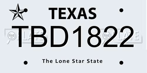 TBD1822 Texas License Plate